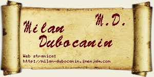 Milan Dubočanin vizit kartica
